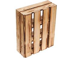 Kistenkolli Altes Land geflammte Flache Obstkiste Wilma mit Zwei Einlegeböden/Zwischenbrettern ca 50x40x16cm/ Regalkiste Gewürzregal Apfelkiste/Weinkiste (3er Set geflammt)