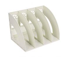 Sayeec Schreibtisch-Organizer, Zeitschriften-Halter, für Dokumente, stabil, aus Kunststoff, 4 Fächer, Magazin-Halter, Schrank, zur Aufbewahrung und Präsentation, Organizer-Box, Beige