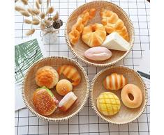 JIAJU 3 Stück Set Natur Flechtkorb Regalbox Storage Box Aufbewahrungskorb Brotschale Für Pizzabrot Backen Obst Gemüse Käse Gebäck Sushi