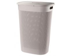 FILO Wäschebox mit Deckel 55L, Plastik Wäschekorb, Wäschesammler aus Kunststoff, Wäschebox 60x44x34cm, Wäschetonne (Beige)
