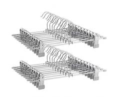 SONGMICS Hosenbügel aus Metall, 31 cm Kleiderbügel, rutschfest, für Hosen, Röcke und Socken, Rockbügel mit Clips, 20er Set, gut belastbar, verchromt, Silbergrau CRI03G20