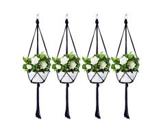 Koitoy Makramee Blumenampel Hängeampel für Kleine Blumentopf Innen oder Außen Hängender Blumentopf Pflanzenhalter Pflanzenhänger für Balkon Decke Schwarz (4)