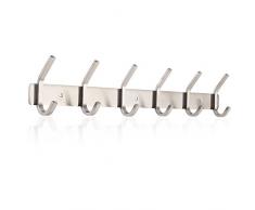 Homfa Hakenleiste Kleiderhaken Edelstahl rostfrei Wandgaderobe Handtuchhalter Garderobenhaken Wandhaken Mehrzweckhaken gebürstet ca. 30kg belastbar 2.4mm dick 6 Doppelhaken