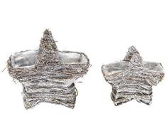 Rattan Pflanz-Schale Stern B - silber 2 Stück - klein und groß