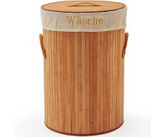 SSITG Wäschekorb Bambus Wäschesammler Wäschetruhe Wäschebox 100L Wäschetonne Box