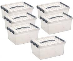 Sunware Aufbewahrungsbox - 6 Boxen à 15 Liter im Set / 40 x 30 x 18 cm mit Clic-Verschluss und Tragegriff