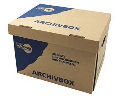 1-PACK Archivbox Lagerbox 400x320x290mm extrem stabil, bis 250kg stapelbar/Ausführung: Braun mit BeschriftungArchivbox, 10 Stück