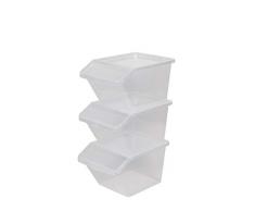 Kreher 3 x Aufbewahrungsbox, Sortierbox aus Kunststoff in Transparent. Mit ca. 44 Liter Volumen pro Box. Stapelbar. Maße BxTxH in cm ca.: 39,4 x 59,7 x 31,2 cm