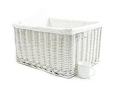 topfurnishing Groß Riesig Deep Wohnzimmer Kamin Holzklotz Korb Voller Weidenkorb Aufbewahrungsschachtel - Weiß, Large: 46.5x33x26cm