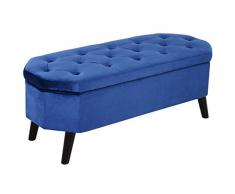 HOMCOM Sitzbank Sitztruhe Bettbank Schuhbank 2-in-1 erhöhte Beine Samt Dunkelblau 117 x 46,5 x 45 cm