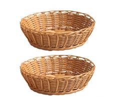 Haunen 2 Stück Brotkorb Klein Geflochten Rattan Brotkorb, Mehrzweck-Korb, Kunststofffaser, Dunkelbraun, Oval, 24 x 18 x 6cm