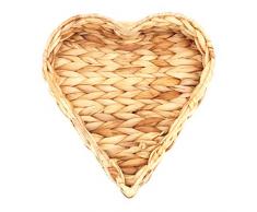Decorasian Herz Korb Tablett in Herzform geflochten aus Seegras - Wasserhyazinthe 26cm