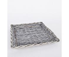 Dadeldo Living & Lifestyle Schale Country Design Rattan 4x30x30cm grau Landhaus Dekoration