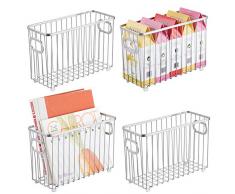 mDesign 4er-Set kleiner Küchenkorb aus Metall – flexibler Aufbewahrungskorb für die Küche, Vorratskammer etc. – kompakter und universeller Drahtkorb mit Griffen – silberfarben