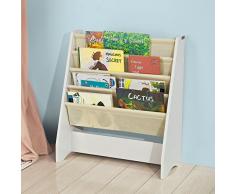 SoBuy FRG225-W Kinder-Bücherregal Hängefächerregal Zeitungsständer mit 4 Ablagefächern Büchergestell BHT ca: 62x71x29cm