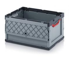 Profi-Faltbox mit Deckel 2er Set, Auer Packaging | Behälter Stapelbehälter Aufbewahrungskiste Transportbox Plastikbox Klappbox | FBD 64/32, 60x40x32 cm, 67 Liter,