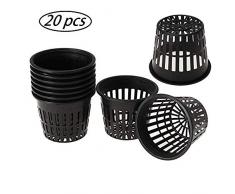 inherited 20 Stück Wasserkultur Pflanzkorb, Pflanzkorb für Hydrokultur-Pflanzen, Net Pot für hydroponics Garden Net Cup Töpfe Kunststoff Hydroponics Net Pot Eimer Korb, Schwarz