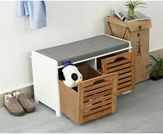 Orolay Moderne Schuhtruhe Sitzkommode Mit 2 Körben Sitzbank Schuhschrank 43x71x35 Ecru