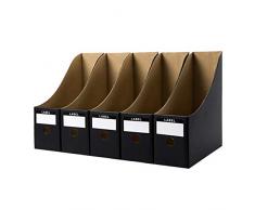 Papp-Magazinhalter, 5 Stück Kraftpapier-Ordner, faltbar, Schreibtisch-Organizer, Dokumententeiler, Aktenordner, Füllbox für Schule, Wohnheim und Büro 45x26x27cm/17.72x10.24x10.63in Schwarz
