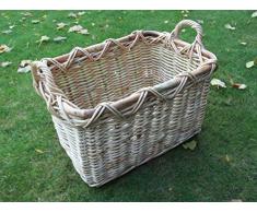 Kaminkorb, Holzkorb, Erntekorb aus Boondot (Rattan), naturfarbig, Größe 1