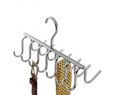 iDesign Axis Krawattenhalter, Bügel aus verchromtem Metall mit 14 Haken für Gürtel und Krawatten, silberfarben