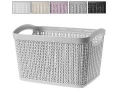 KADAX Aufbewahrungskorb aus Kunststoff, Aufbewahrungskiste, Korb für Aufbewahrung, Bad, Küche, Kinderzimmer, Leichter Universalkorb mit Griffen, Aufbewahrungsbehälter, rechteckig (6,6L, grau)
