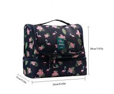 Kulturbeutel Damen zum Aufhängen Große Reise-Kulturtasche Kosmetiktasche Waschtasche mit vielen Fächern Reise Toilettentasche für Reise, Outdoor und Camping - flamingo Muster