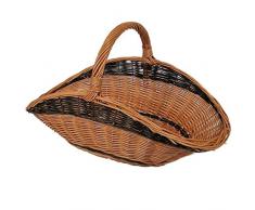 Großer Kaminkorb aus Weide braun-schwarz 63x38x40 cm Holzkorb Kaminholzkorb Kaminholztasche Feuerholzkorb Weidenkorb