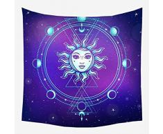 DUQQ Tapisserie Psychedelische Tarot Astrologie Tapisserie Mysteriöse Hexerei Böhmische Stoffwandbehang Dekorative Decke (150cmX200cm)