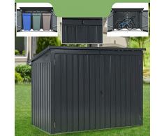 Juskys Mülltonnenbox Namur | Aufbewahrungsbox für 3 Tonnen | 1,9m² | 2 Türen abschließbar | Metall | grau | Mülltonnenverkleidung Müllbox Müllhaus