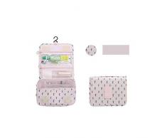 HONGSHENG Große, Wasserdichte Reise Waschtasche, Kosmetiktasche, Multifunktionale Tragbare Aufbewahrungstasche, Hängende Wasch Tasche,Lightpink