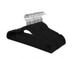 SONGMICS Kleiderbügel Samt, 30er Set, Jackenbügel mit Rutschfester Oberfläche, 42 cm lang, Anzugbügel, dünn, robust, gut belastbar, um 360° drehbarer Haken, für Mäntel, Hemden, schwarz CRF26BK