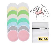 16 Stück Bambus Stilleinlagen, 3 Schichten Waschbare Bio-Stilleinlagen, 12cm Wiederverwendbar Saugfähig Ultraweich Stillpads, Zuverlässiger Schutz vor Feuchtigkeit Atmungsaktiv (1 Wäschetasche)