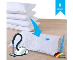 SilverRack Kleider Vakuumbeutel für Staubsauger in 3 Größen (8 Stück) - Aufbewahrungsbeutel für Kleidung zum Verstauen - XXL Aufbewahrung Vakuumsäcke perfekt für Bettdecken u. Bettwäsche