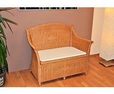 Rattanbank mit Wäschefach , Wäschetruhe , Rattantruhe , Wäschekorb Fb. Honig , 112 x 66 x 90 cm