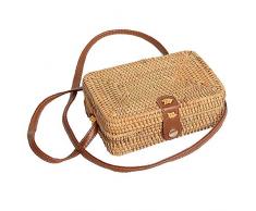 Handgewebte Runde Rattantasche, verstellbare Weidenkorb Strandtaschen, Stroh Handtasche, handgemachte Tasche, handgewebte Tasche, Umhängetasche, Umhängetasche für Frauen