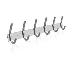 Homemaxs Hakenleiste Kleiderhaken mit 6 Haken Edelstahl Garderobenhaken Garderobenleiste für Jacken Kleidung Mütze Gürtel Schlüssel, 43 cm