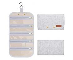 Simboom Uhrenrolle Organizer, Uhr Uhrenarmband Filz Tasche Aufbewahrungsbox für 10 Riemen Reisetasche Hängeaufbewahrung, Hellgrau