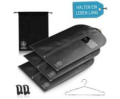 3 x Kleidersack Anzug + Bonus Schuhbeutel - Kleiderhülle Hält Ein Leben Lang | Anzugtasche - BIS ZU 56 % Dickeres Material (125 GSM) | Atmungsaktiv & Wasserdicht | Reise Schutzhülle | 102 x 60 cm
