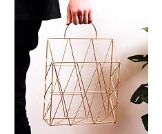 Wankd Magazinhalter, Zeitungshalter, Metalldraht Magazin Zeitungshalter Wand hängend Zeitschriftenständer Feilenhalter dekorativen Lagerbehälter Veranstalter (Gold)