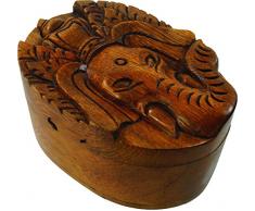 Guru-Shop Puzzlebox, Schmuckschatulle, Magic Box, Schachtel mit Geheim Verschluß - Ganesha, Braun, 6,5x12,5x8,5 cm, Dosen, Boxen & Schatullen