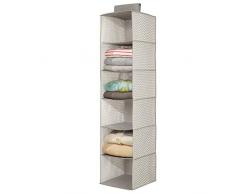 mDesign hängender Stoffschrank – der ideale Hängeschrank aus Stoff mit 6 Regalen und Zick-Zack-Muster – perfekte Hängeaufbewahrung für Kleidung, Schuhe, Accessoires und mehr – beige