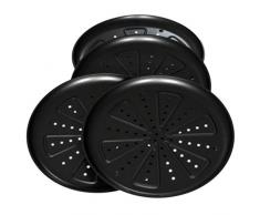 SIDCO Pizzablech 4 Stück Backblech gelocht Blech rund antihaftbeschichtet Kuchenblech