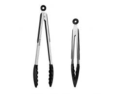 Grillzange, Beeway® Premium-Küchenzange - Edelstahl, Silikon in Lebensmittelqualität, Packung 2 9/12 zum Kochen, Grillen, Salat, Eis, Ofen