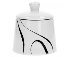 Van Well Galaxy Zuckerdose mit Deckel, Ø 90 mm, 280 ml, Liniendekor, Kaffeezubehör, edles Marken-Porzellan