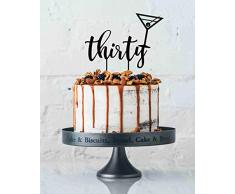 Tortenaufsatz zum 30. Geburtstag, Dirty Thirty 30Th Martini-Glas, Kuchendekoration, Geburtstagskuchen, 30 Stück