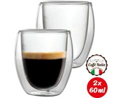 Caffé Italia Roma 2 x 60 ml Espressogläser Doppelwandig - für Espresso, Tee, Heiß- und Kaltgetränke - spülmaschinengeeignet
