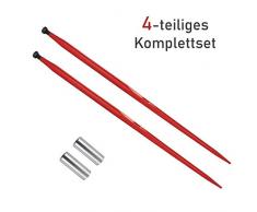 SET, 2 x 1100 mm, M22, Frontladerzinken + 2 x 44er Konusbuchse, Großballenspieß, Spieß, Zinken, Set, Buchse, Frontlader, Großballenzinken, Mistgabel, Ballenspieß