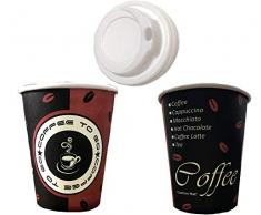 TRENDSKY 1000 Stück Kaffeebecher Coffee to go mit Deckel, Pappe beschichtet 200 ml, Becher für Kaffee/Tee, 200ml Hartpapier Einweg Pappbecher Coffeebecher 0,2l