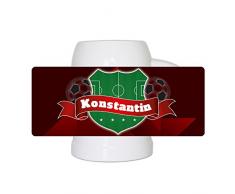 Fußball-Bierkrug mit Namen Konstantin und schönem Fußball-Wappen - Fan-Bierkrug personalisiert - Deutschland-Krug - Bierhumpen